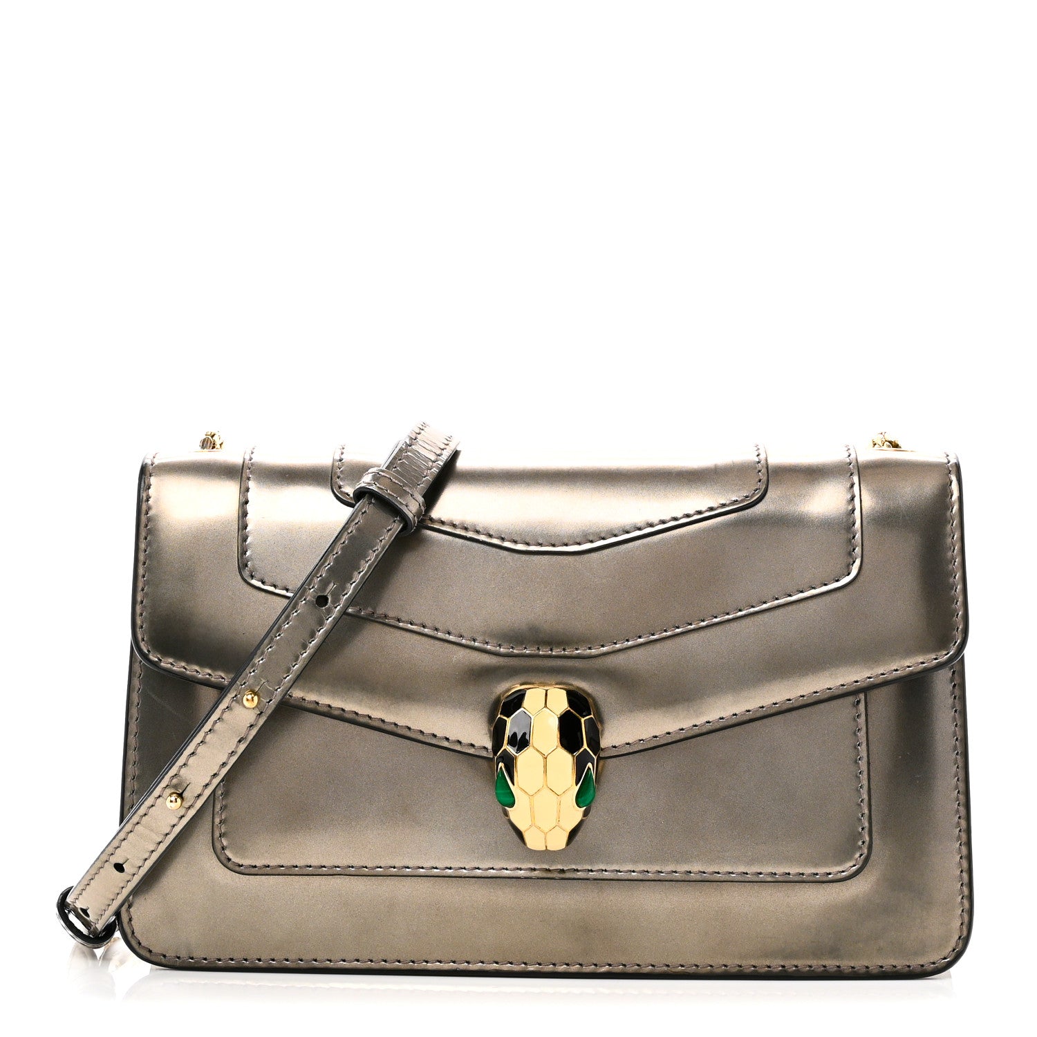 Metallic Serpenti Forever Small Shoulder Bag Silver