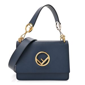 Vitello Century Opaco F is Fendi Kan I Shoulder Bag Blu Scuro