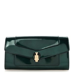 Metallic Calfskin Serpenti Forever Wallet Emerald
