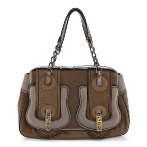 Calfskin B Bag Brown Grey