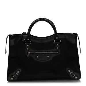 Smooth Calfskin Metallic Patent Giant 12 Silver Hardware City Vert Poker Fonce