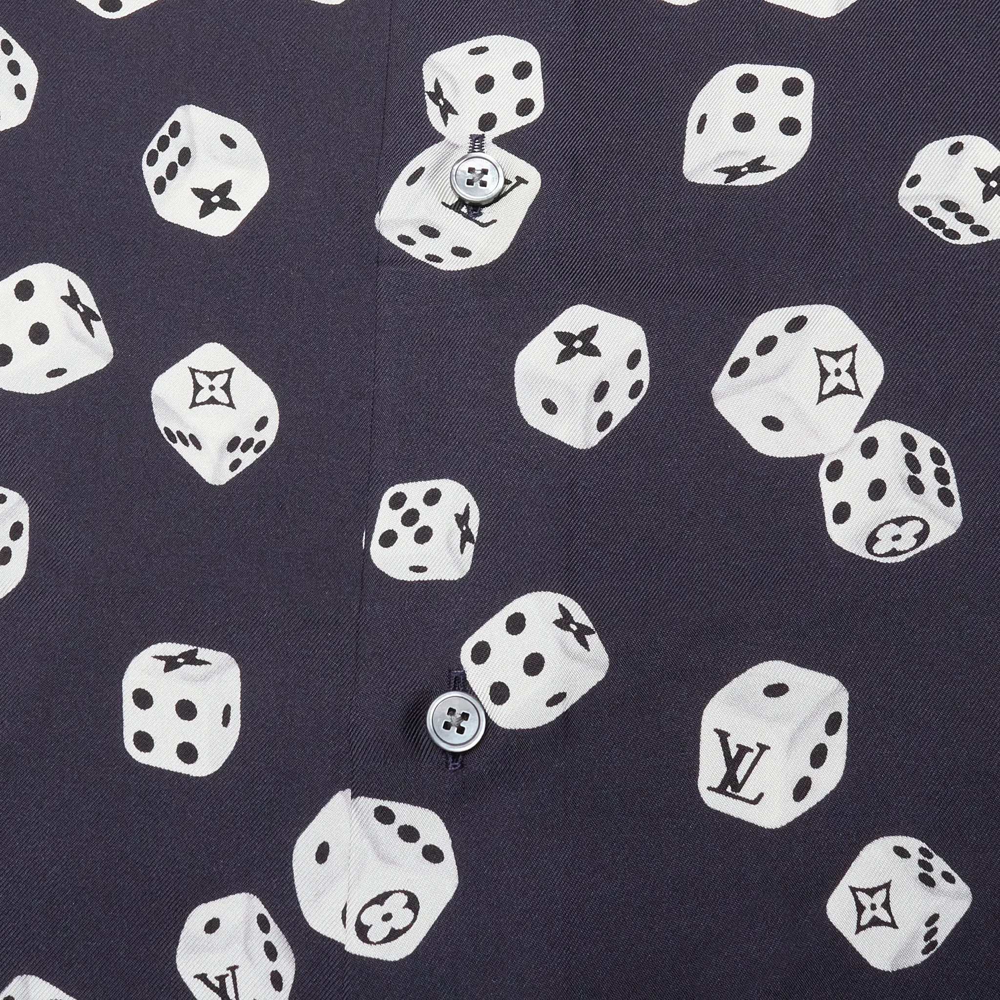 Louis Vuitton Dice Print Navy Silk Shirt - 图片 3