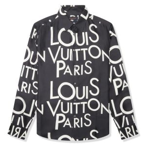 Louis Vuitton Typography Silk Navy White Shirt