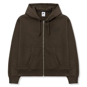 Nike x Stussy Fleece Stone Washed Dark Cinder Zip-Up Hoodie (FW25)