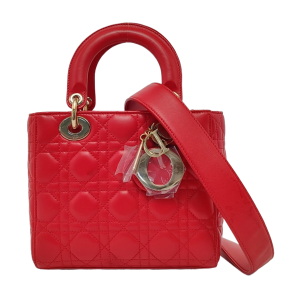 Lady Dior Small Lambskin Red