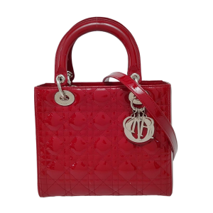 Lady Dior Medium Patent Leather Red
