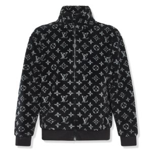 Preloved - Louis Vuitton Monogram Fleece Black Grey Zip-Up Jacket