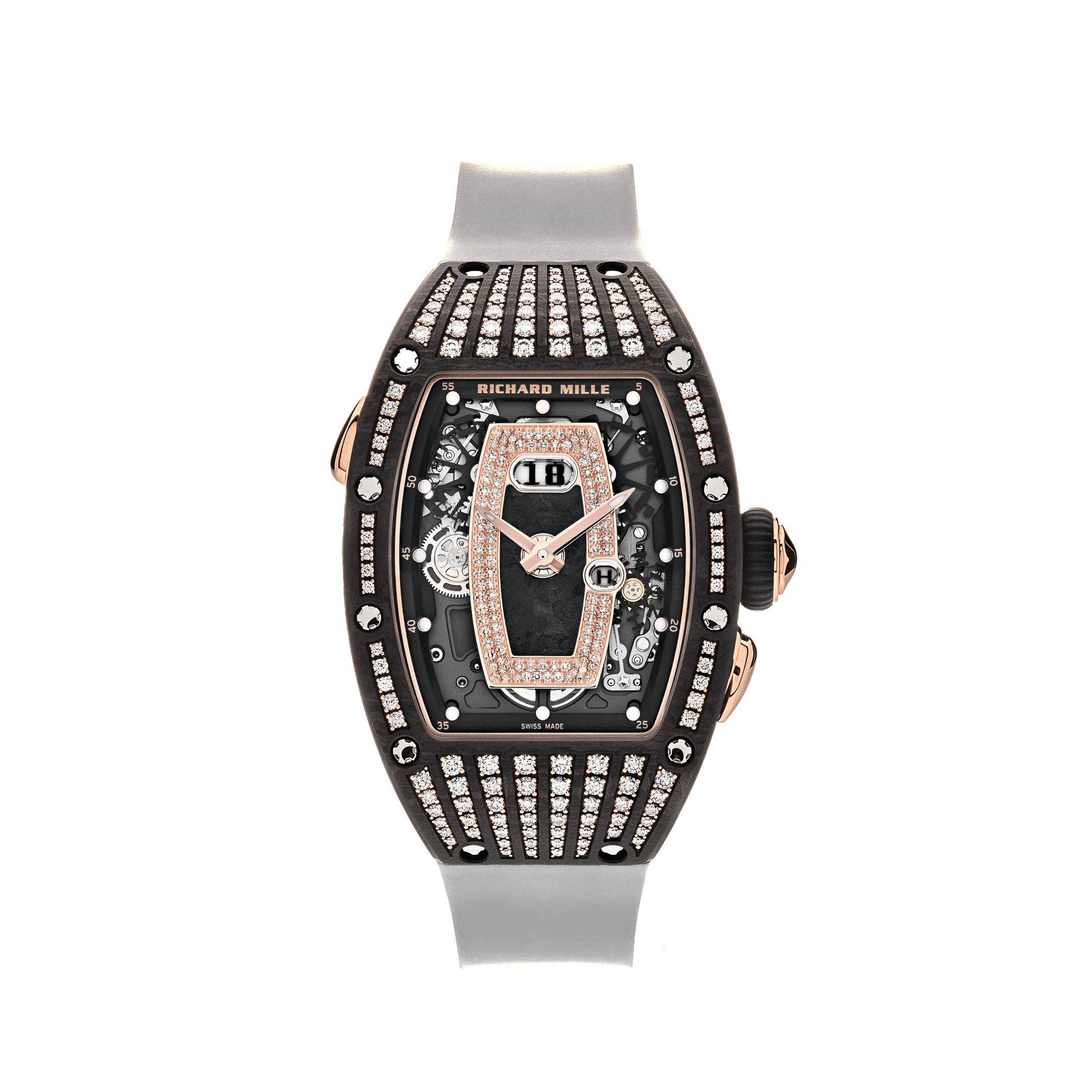 Richard Mille RM 037 'Ladies' Rose Gold Carbon TPT Diamond Set Skeleton Dial (2022)
