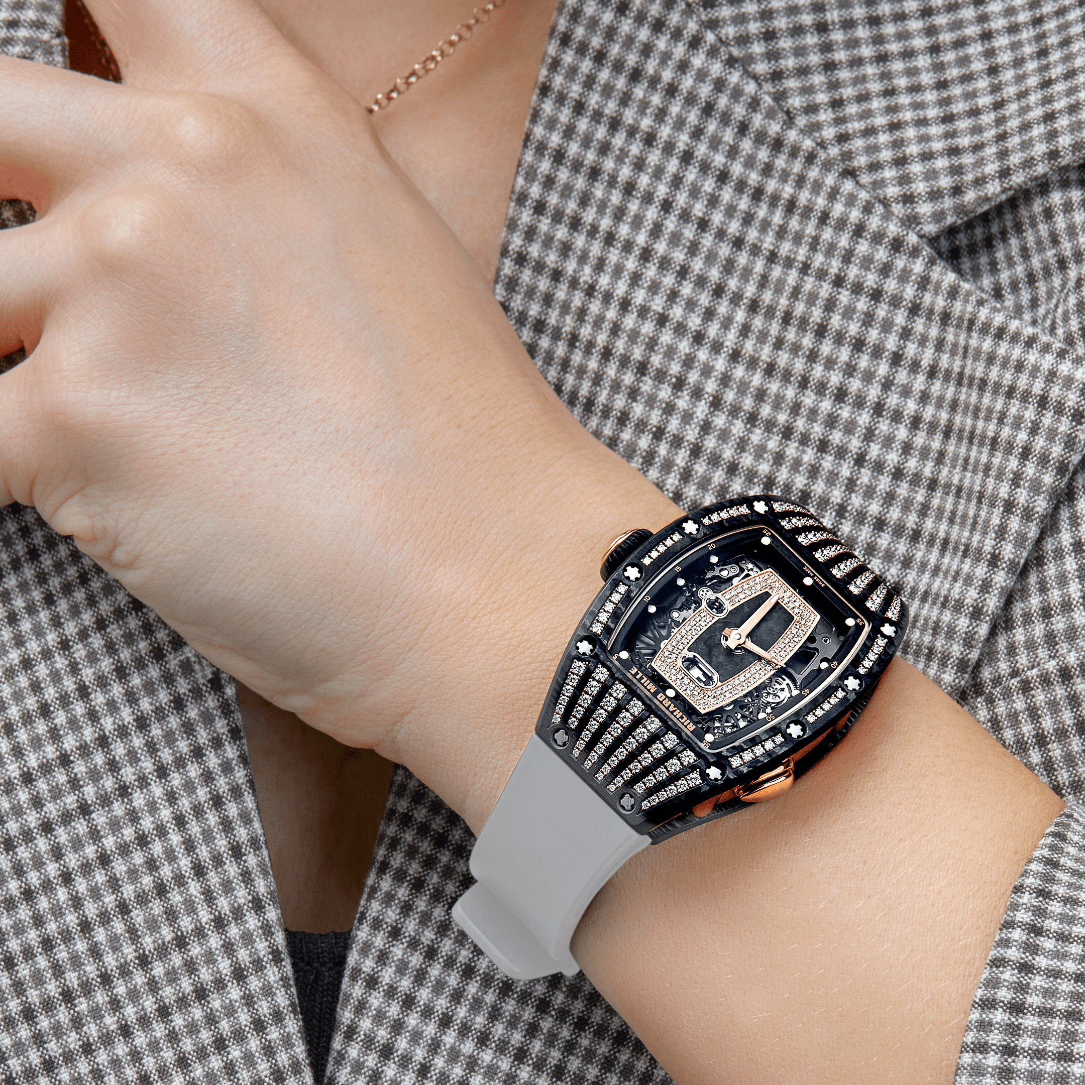 Richard Mille RM 037 'Ladies' Rose Gold Carbon TPT Diamond Set Skeleton Dial (2022) - Image 2