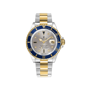 Rolex Submariner 16613 Stainless Steel Yellow Gold Serti Slate Diamond Sapphire Dial